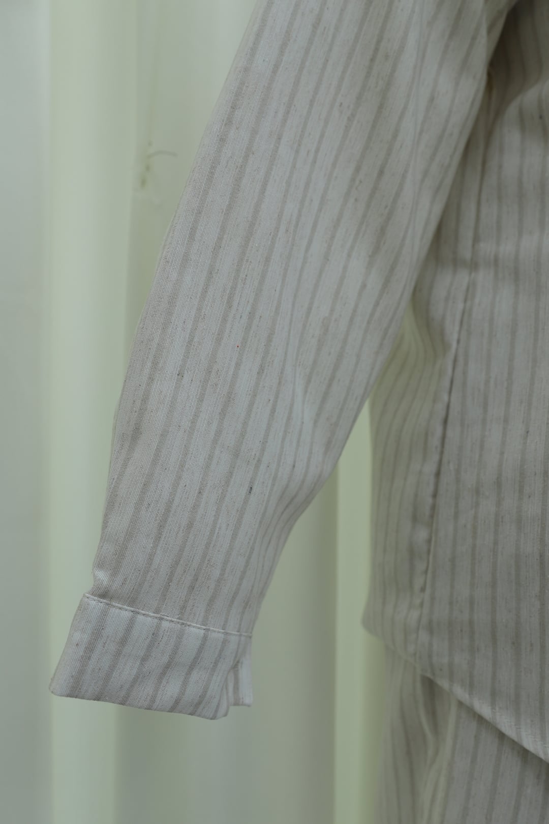 Striped Buttoned Linen Two-Piece Set with Trousers - Stone - Podyumplus - by Peralane - photo 6