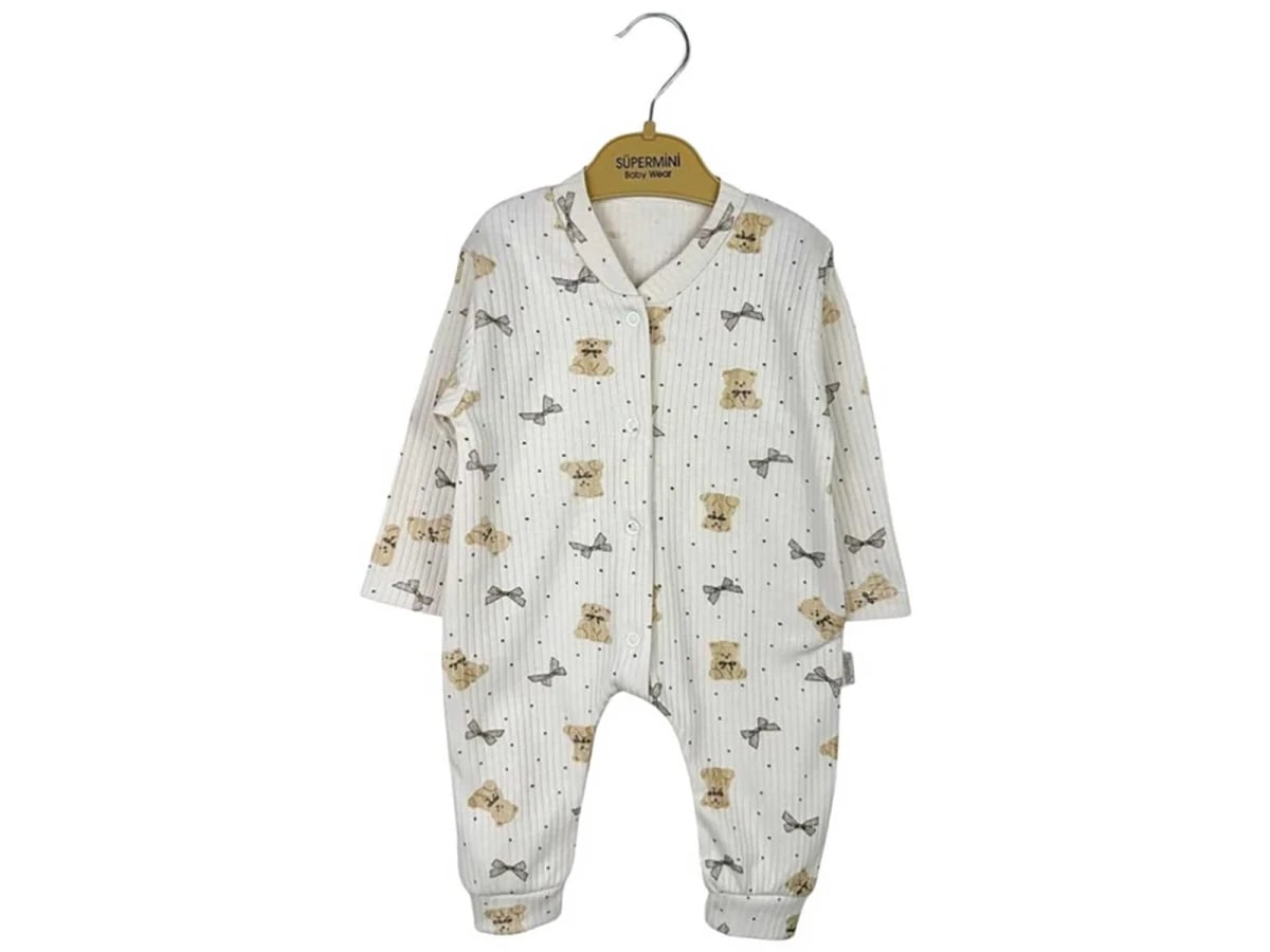 Bear Print Baby Romper - Beige (Pack of 3) - Supermini - by Peralane