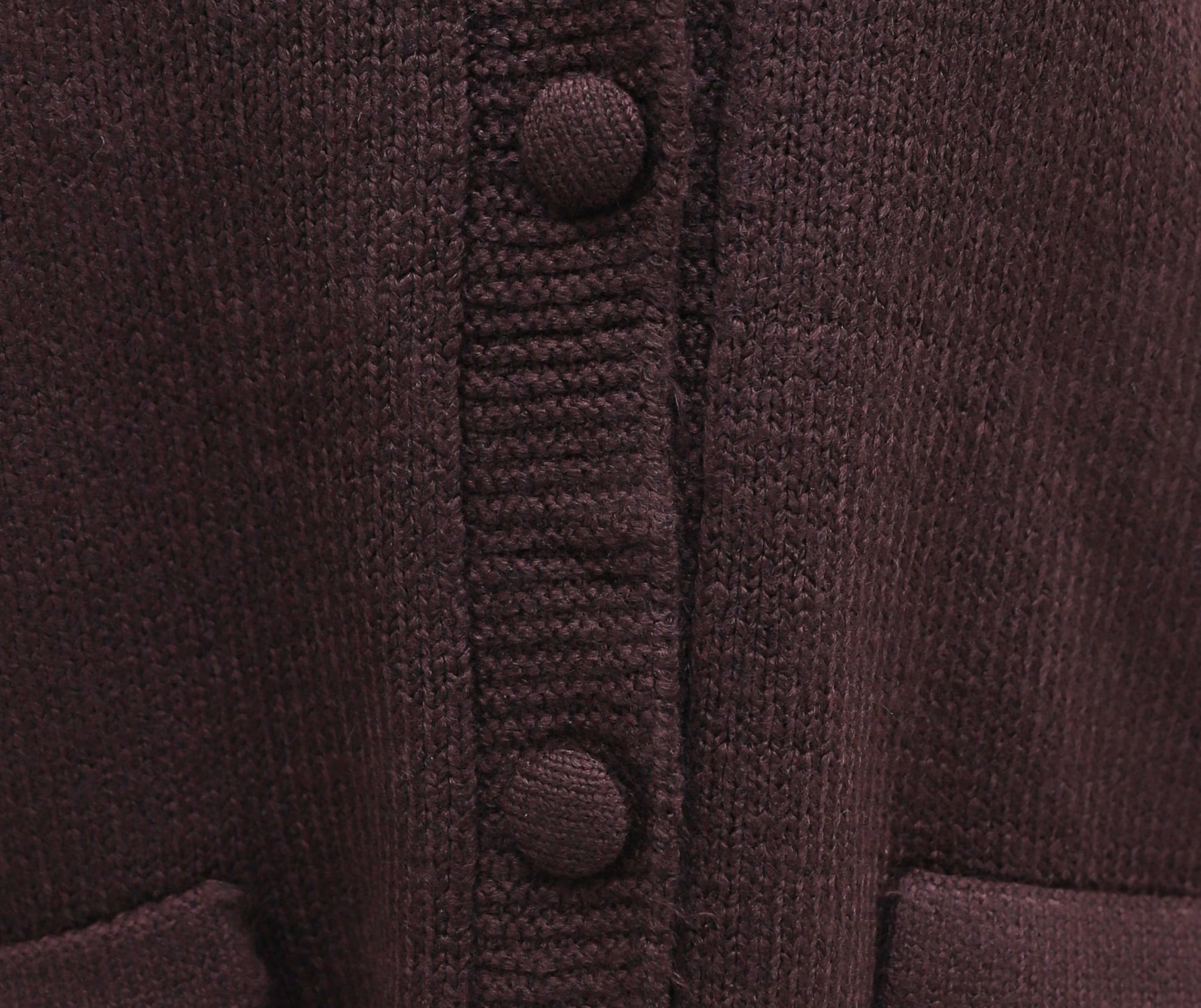 Burgundy Button-Front Half-Collar Loose Knit Cardigan with Pockets - Podyumplus - by Peralane - photo 5