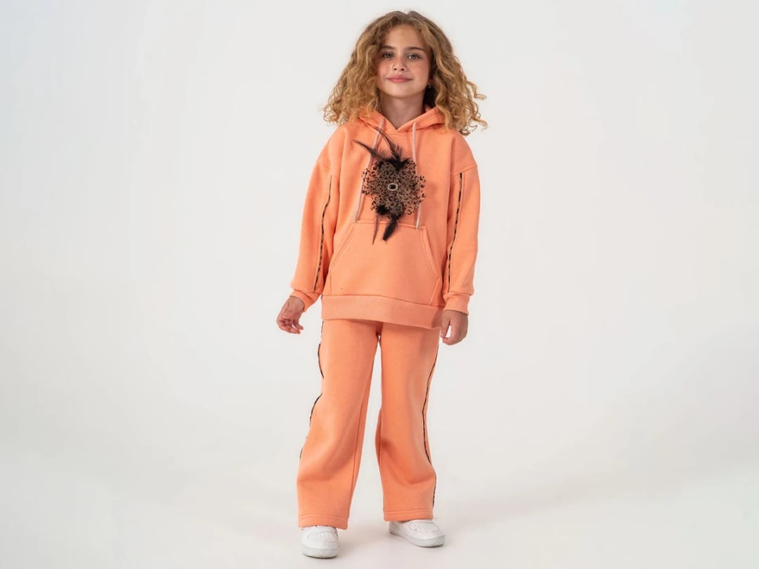 Girls' Hooded Tracksuit Set with Leopard Print - Lumii - by Peralane