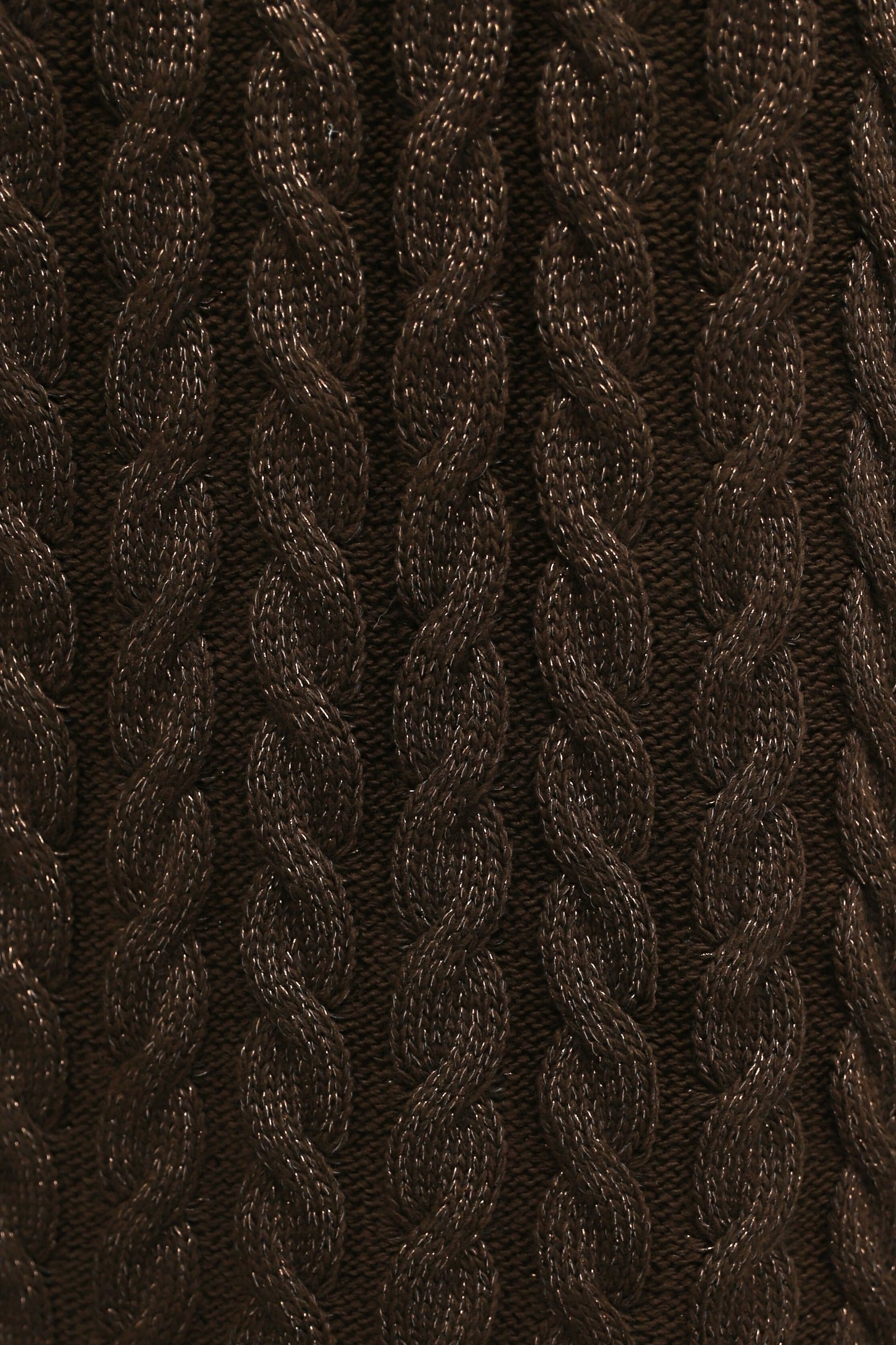 Cable Knit Metallic Triko Dress - Brown - Podyumplus - by Peralane - photo 6