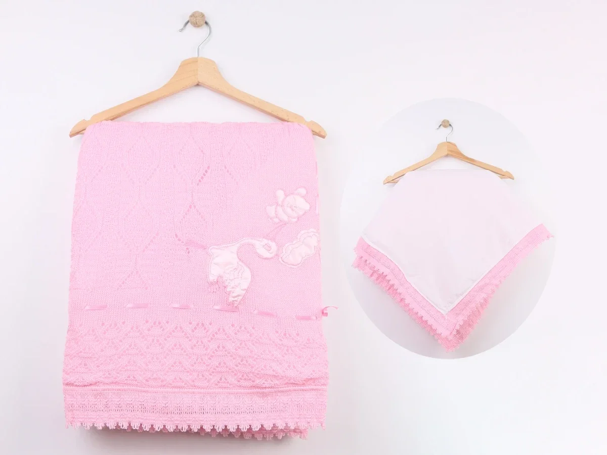 Pink Baby Blanket with Stork Embroidery - Mizmiz - by Peralane