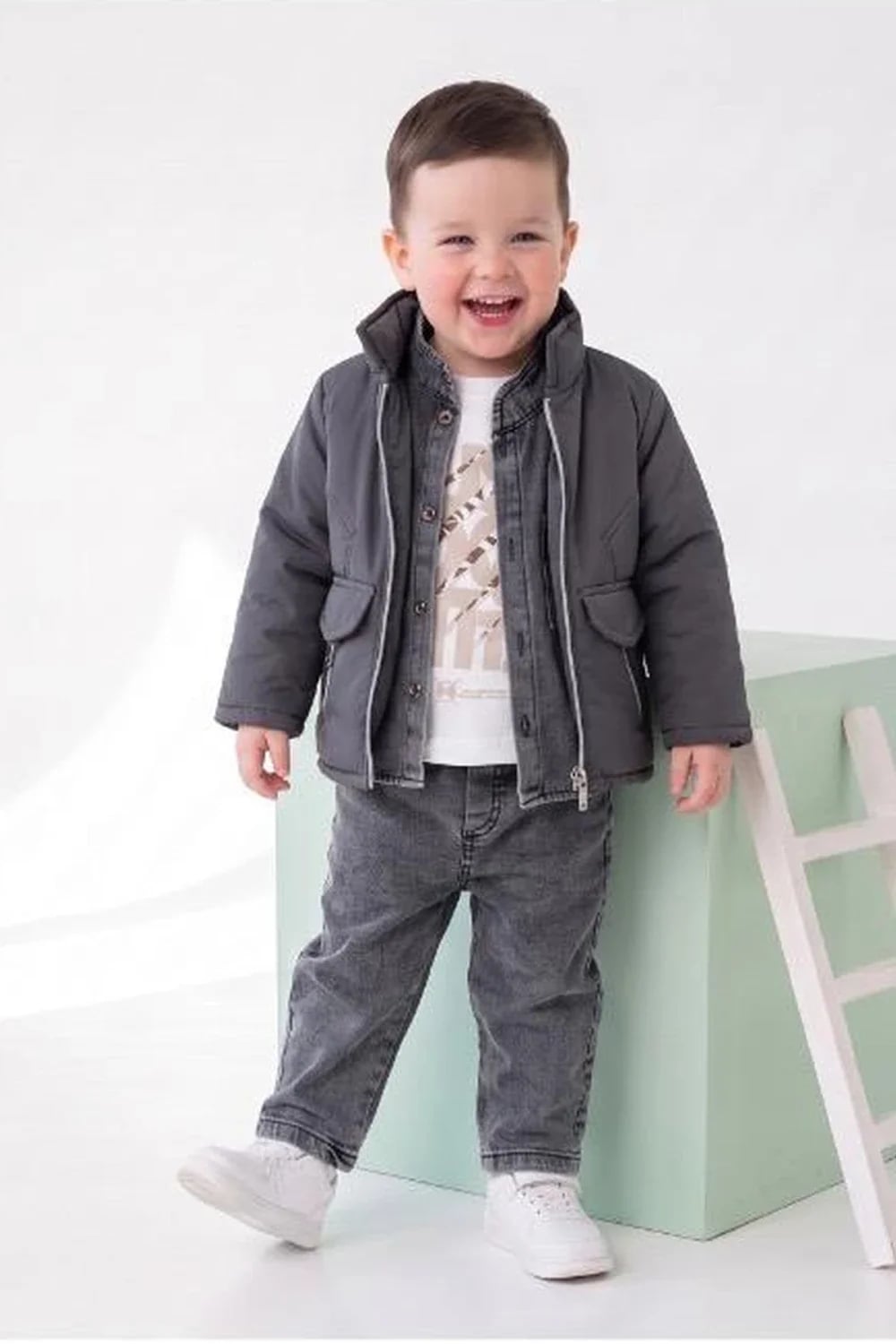 Boys' 3-Piece Jacket, T-Shirt, and Trousers Set - Anthracite - Has Bereket - by Peralane