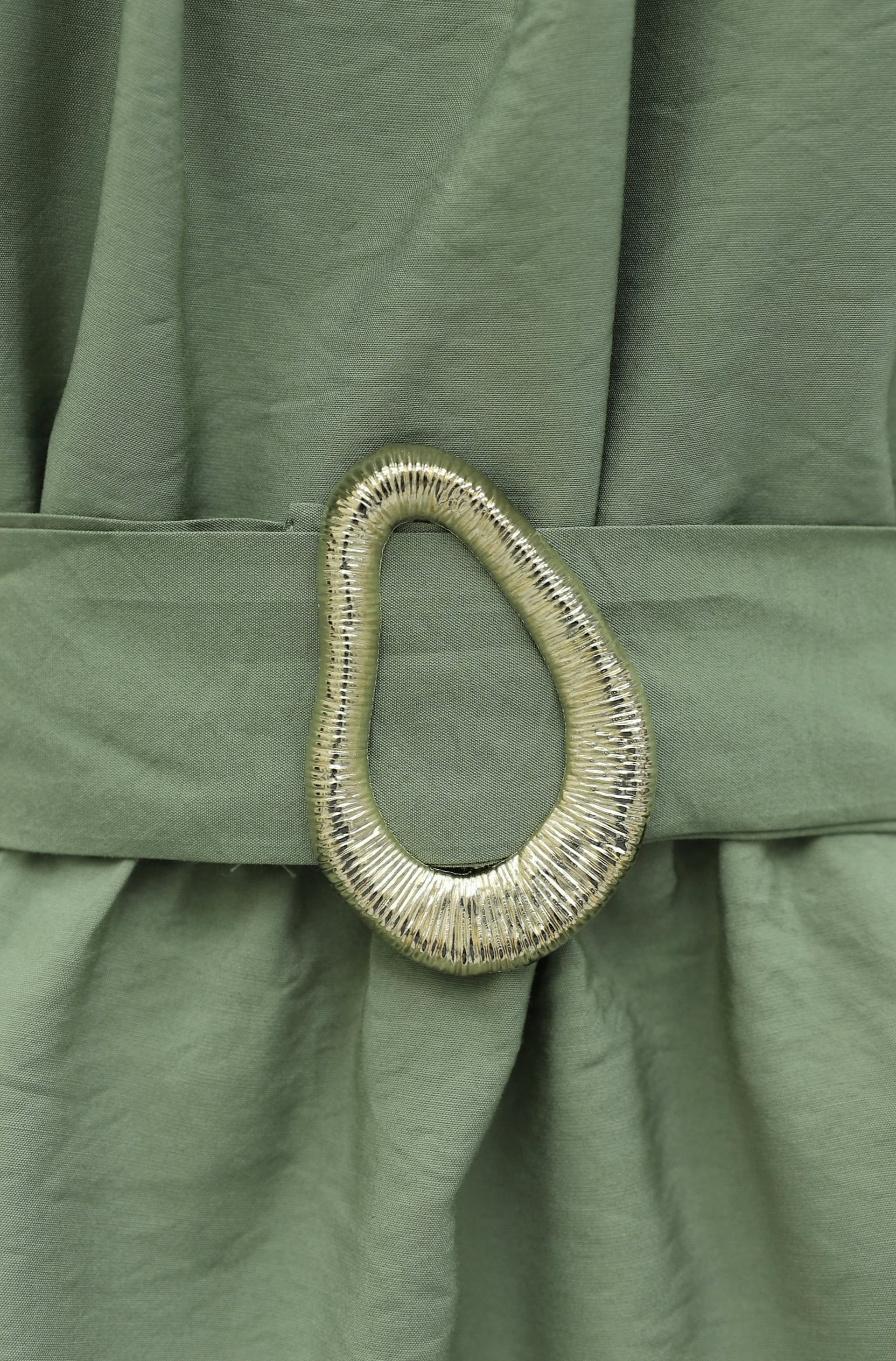 Belted Tie-Neck Tiered Poliviscose Tunic - Olive - Podyumplus - by Peralane - photo 6