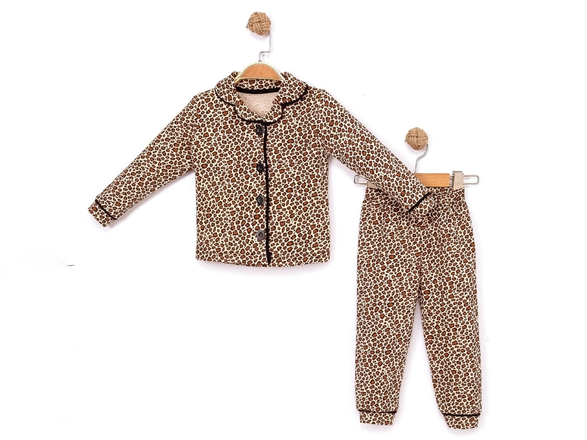 Girl's Leopard Print Pajama Set - Brown - Dolas - by Peralane