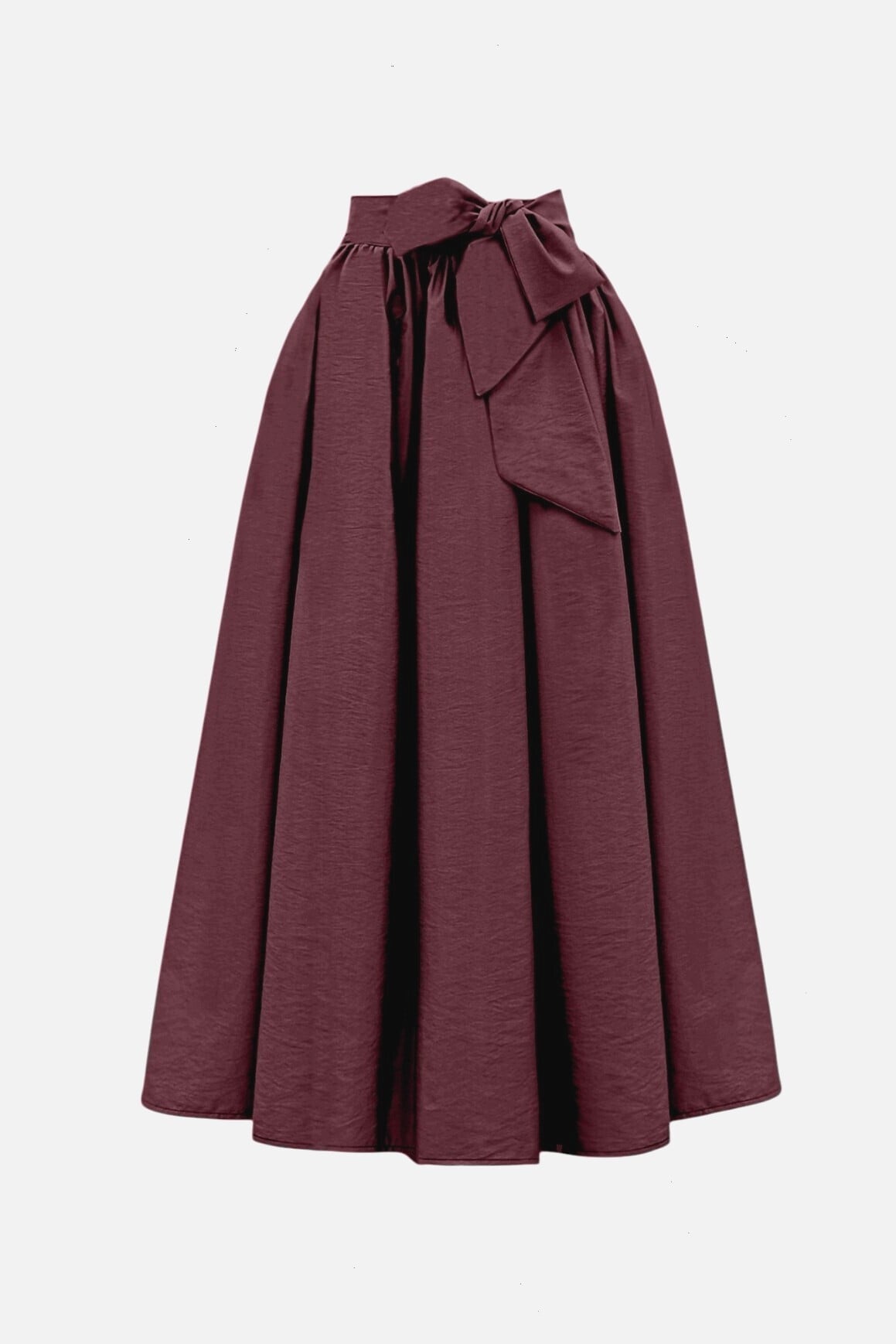 Pleated Waistband Parachute Maxi Skirt - Burgundy - Podyumplus - by Peralane - photo 3