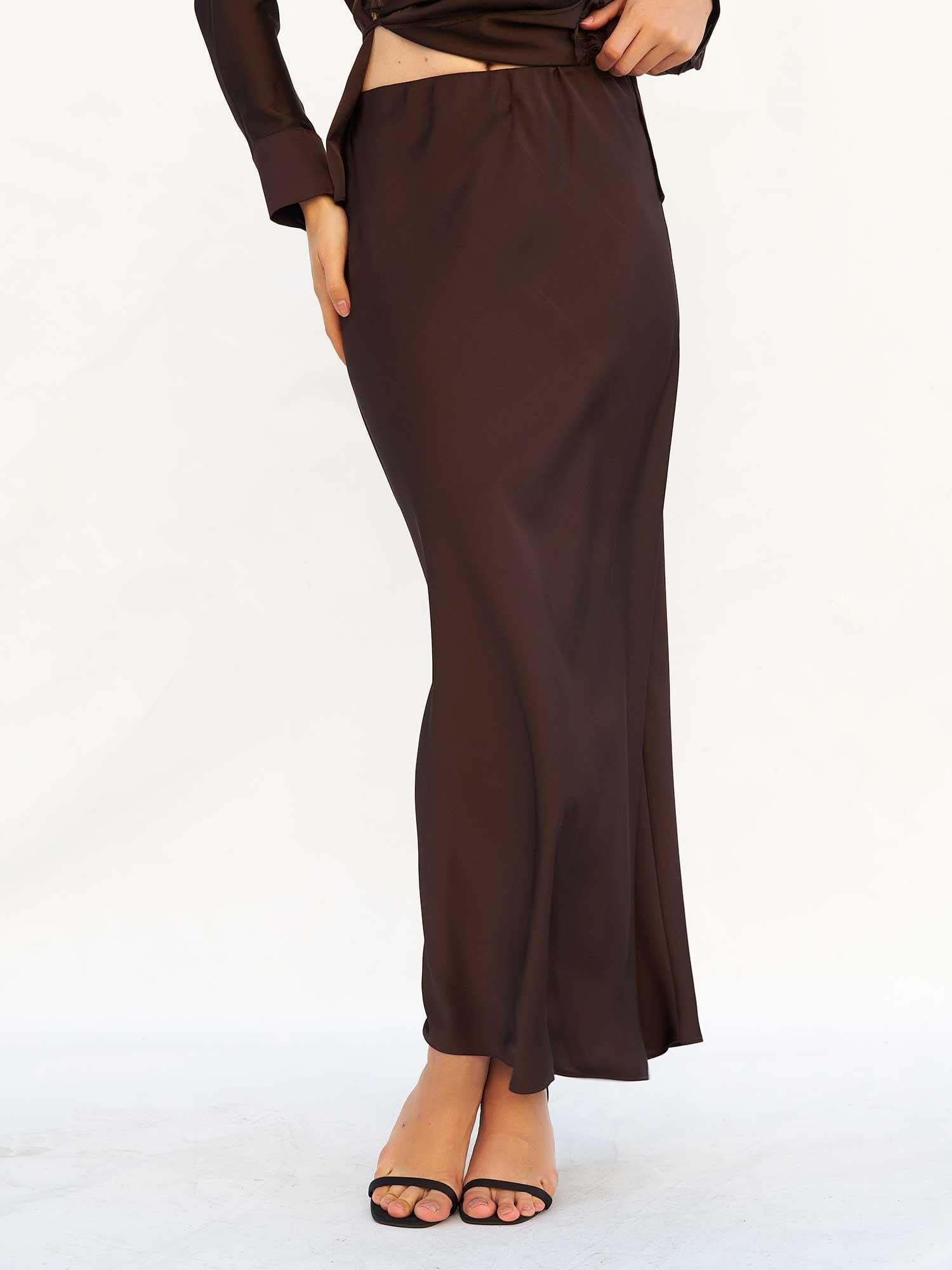 Long Sleeve Satin Dress with Lace Trim Skirt - Lefon - by Peralane - photo 6