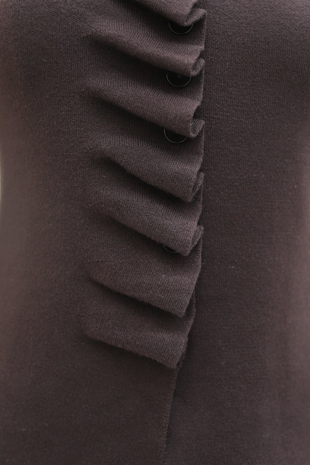 Front Ruffled Button High Neck Knit Cardigan - Dark Brown - Podyumplus - by Peralane - photo 7