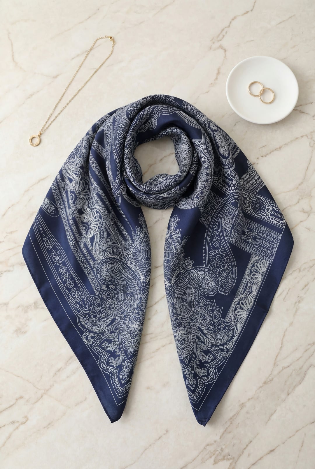 Eskiz Patterned Rayon Scarf - Navy - Podyumplus - by Peralane - photo 2