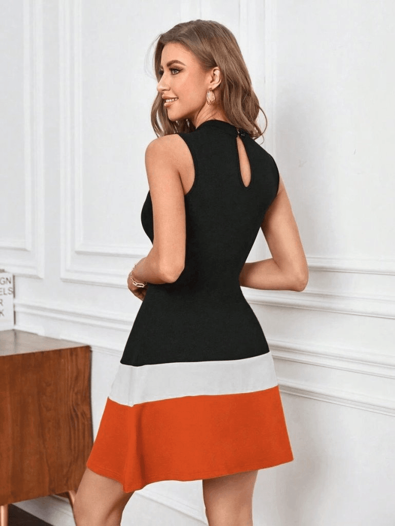Women's Sleeveless Mock Neck Striped Knit Dress - Janes - by Peralane - photo 3