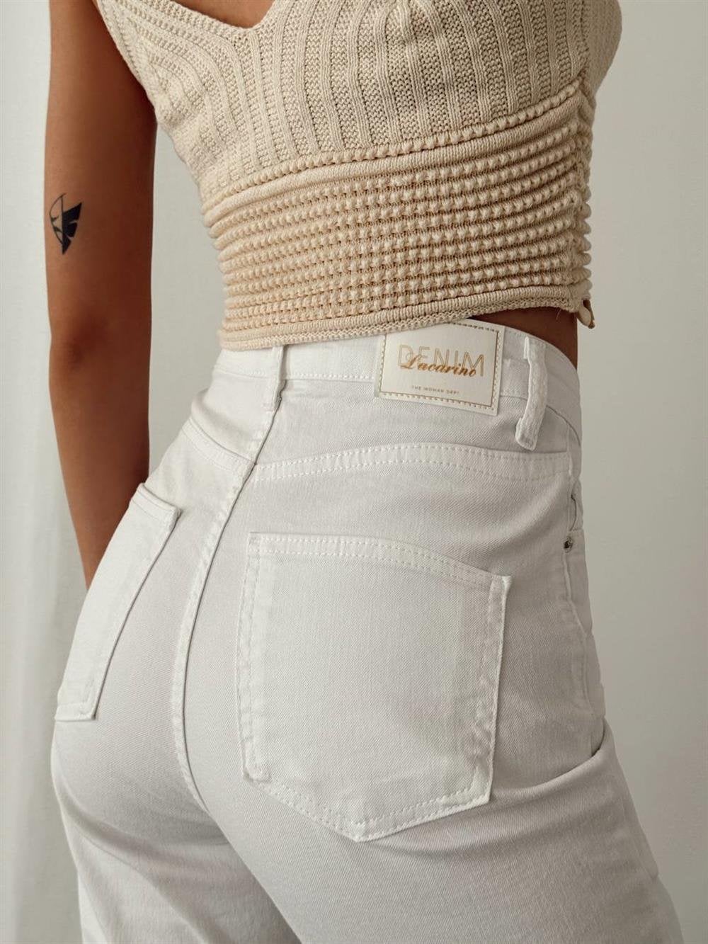 High Waist Regular Fit White Mom Jeans - Lacarino Jeans - by Peralane - photo 4