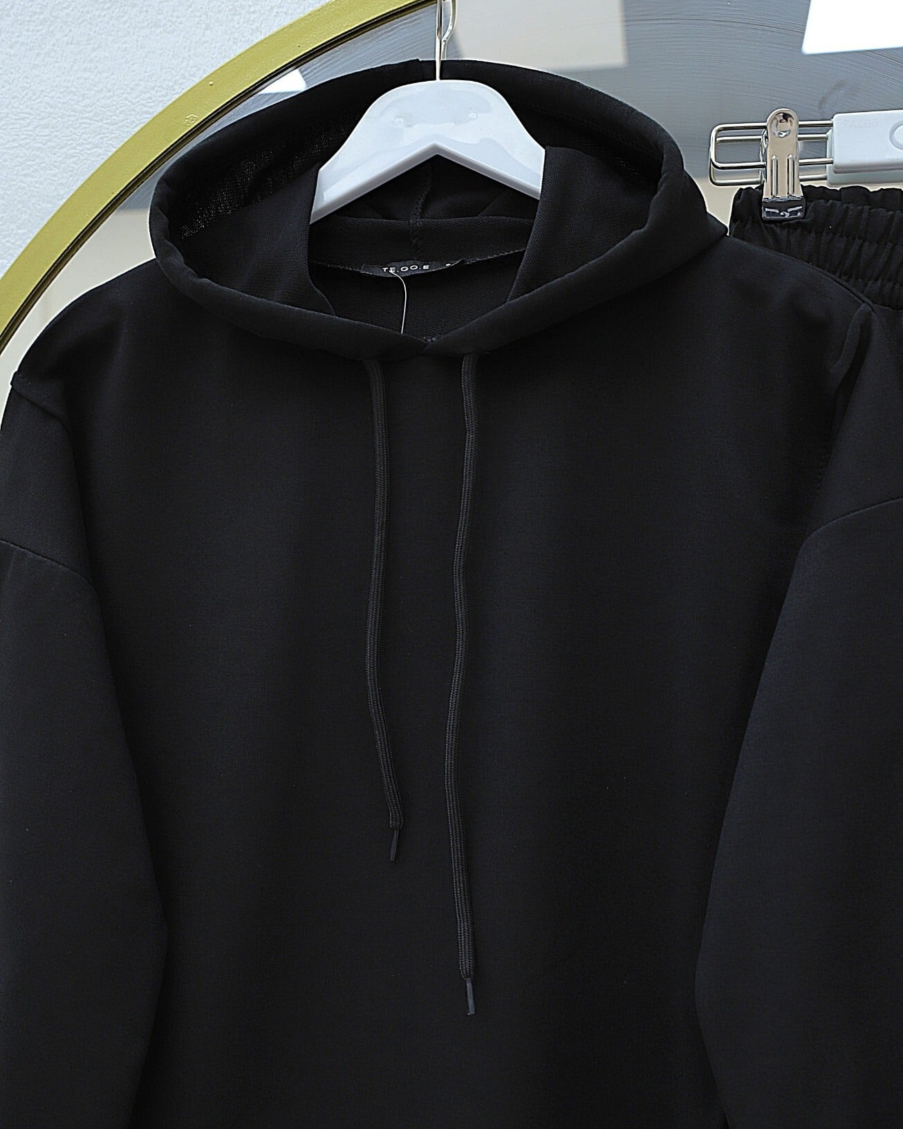 Black Hooded Emblem Detail Cotton Jersey Two-Piece Set - Podyumplus - by Peralane - photo 4