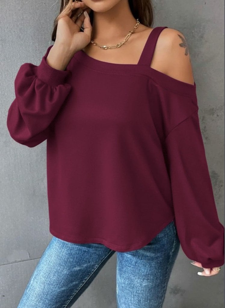 Women's Long Sleeve One-Shoulder Relaxed Knit Blouse - Janes - by Peralane - photo 2
