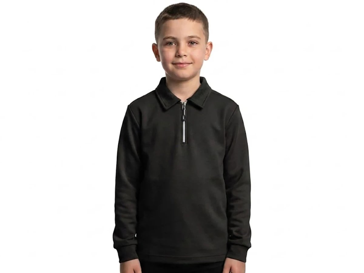 Boys' Zip-Up Collared Sweatshirt - Dark Grey (Pack of 4) - Tanem Kids - by Peralane