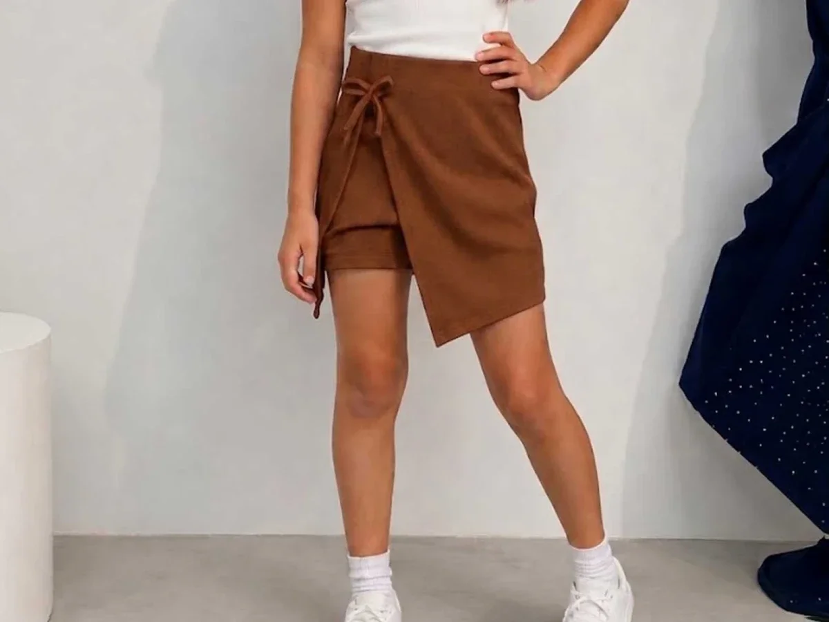 Wrap Skort with Tie for Girls 7-12 Years - Langa - by Peralane