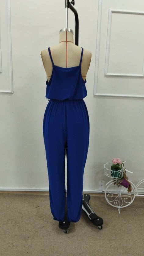 Women's Spaghetti Strap Wrap Jumpsuit with Belt - Janes - by Peralane - photo 5
