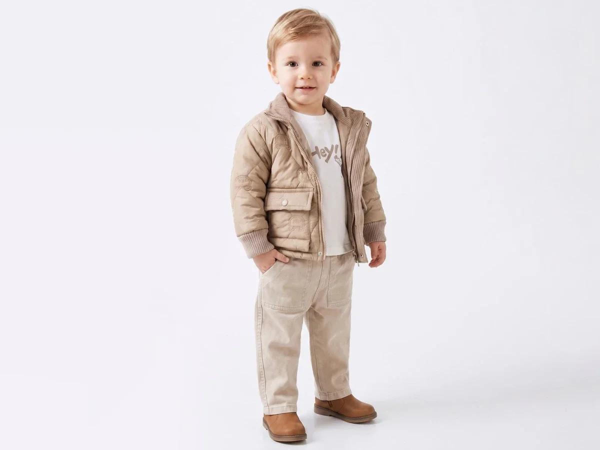 Quilted Jacket with Bear Embroidery Boys' 3-Piece Set - Canoz - by Peralane