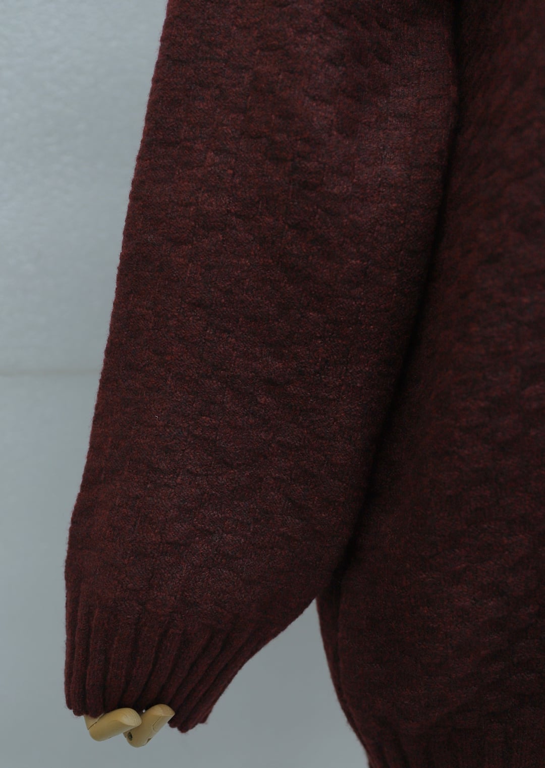 Round Neck Ribbed Hem Relaxed Knit Tunic - Burgundy - Podyumplus - by Peralane - photo 8