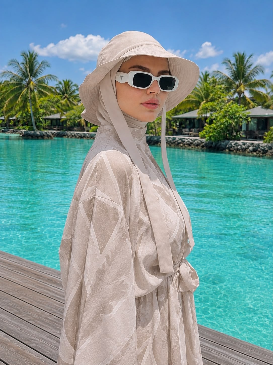 Beige Tie-Up Bucket Hat for Women, 100% Cotton, Pack of 4 - Nesvay - by Peralane - photo 2