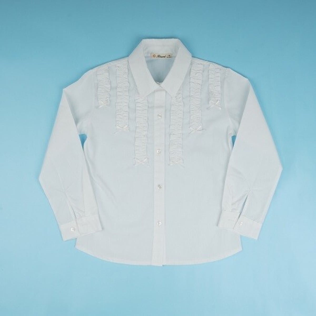 Girls' White Pintuck Blouse with Ribbon Bows - Long Sleeve - Busra Bebe - by Peralane
