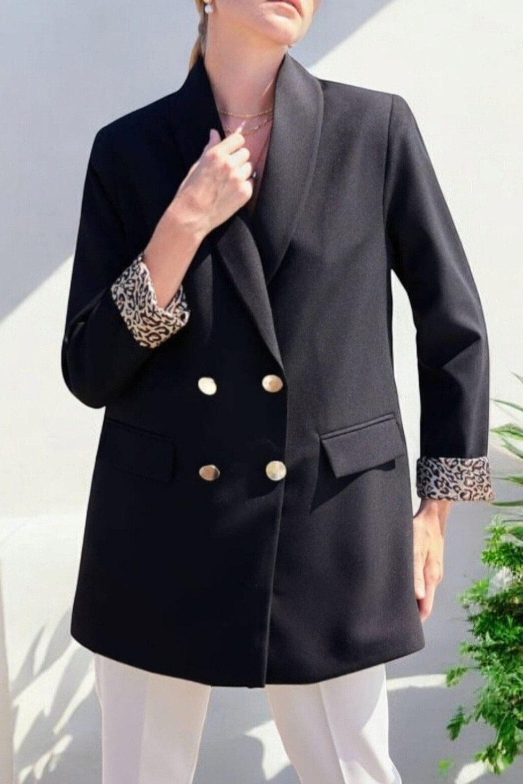 Double-Button Blazer Jacket with Pocket Detail - Black - Podyumplus - by Peralane - photo 7
