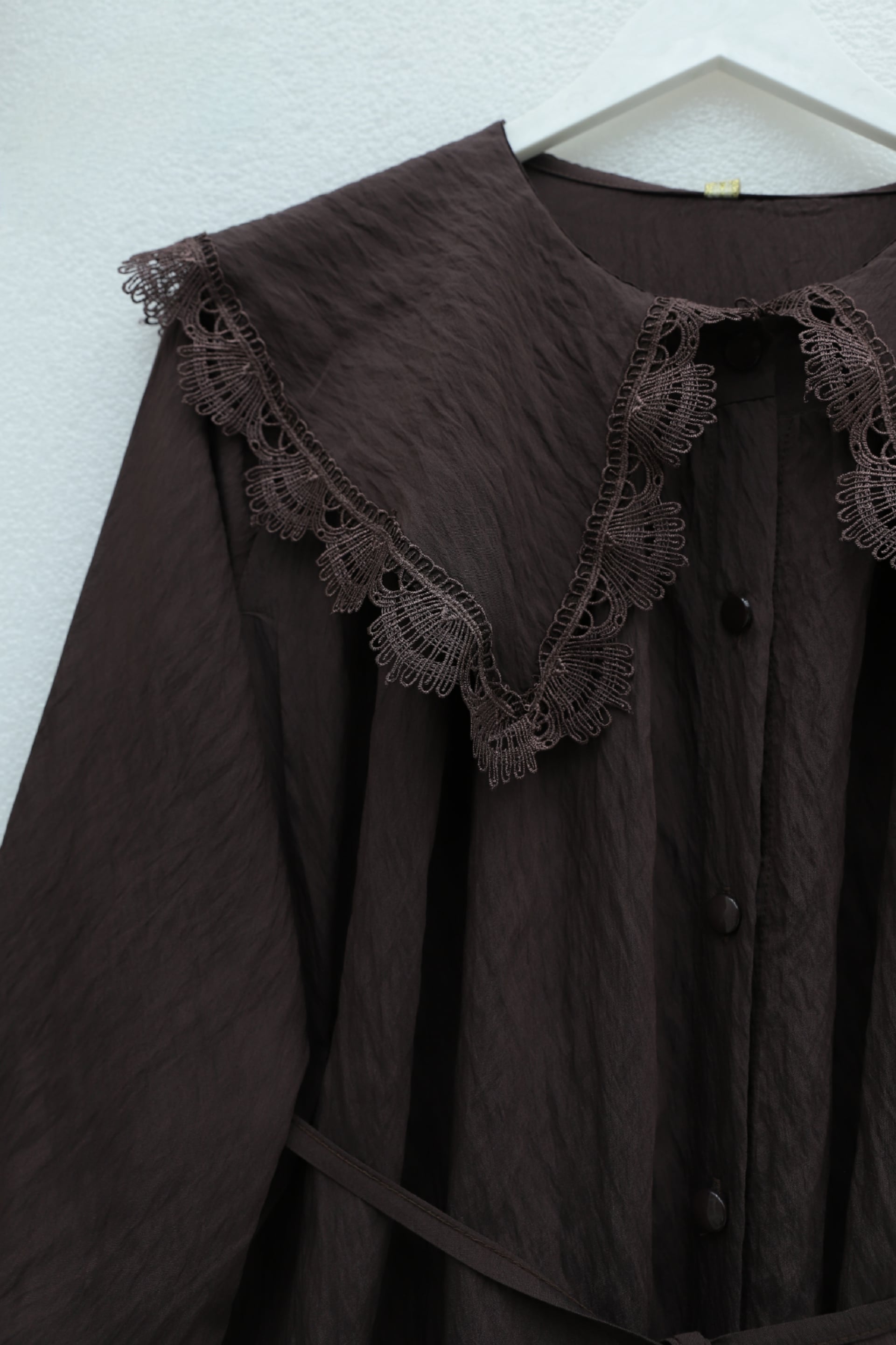 Baby Collar Scalloped Tie Waist Modal Tunic - Plum - Podyumplus - by Peralane - photo 3