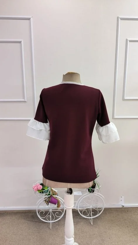 Women's Short-Sleeve Bow Detail Crepe Blouse - Janes - by Peralane - photo 6