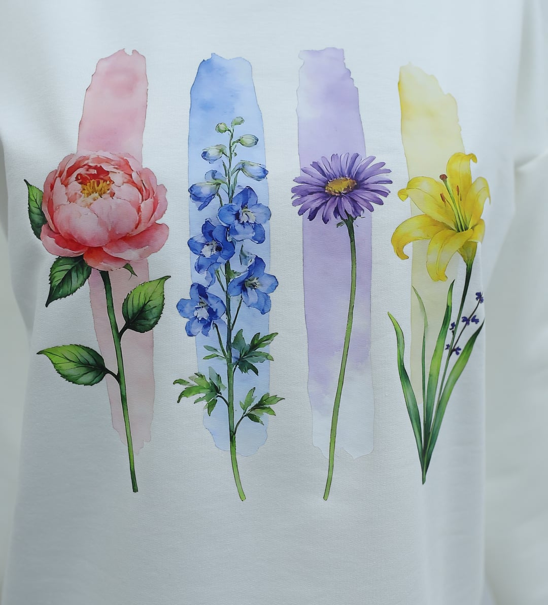 Floral Print Crew Neck Oversize 2-Thread Jersey Sweatshirt - Ecru - Podyumplus - by Peralane - photo 9