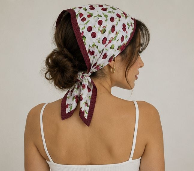 Cherry Print Square Scarf for Women - Nesvay - by Peralane - photo 3
