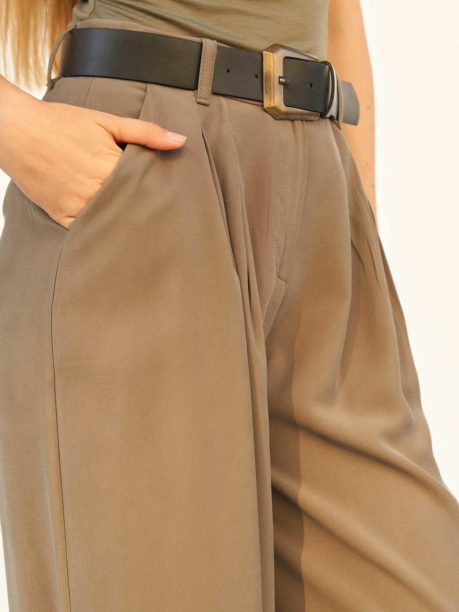 High-Waist Pleated Wide-Leg Trousers with Belt - Lefon - by Peralane - photo 6