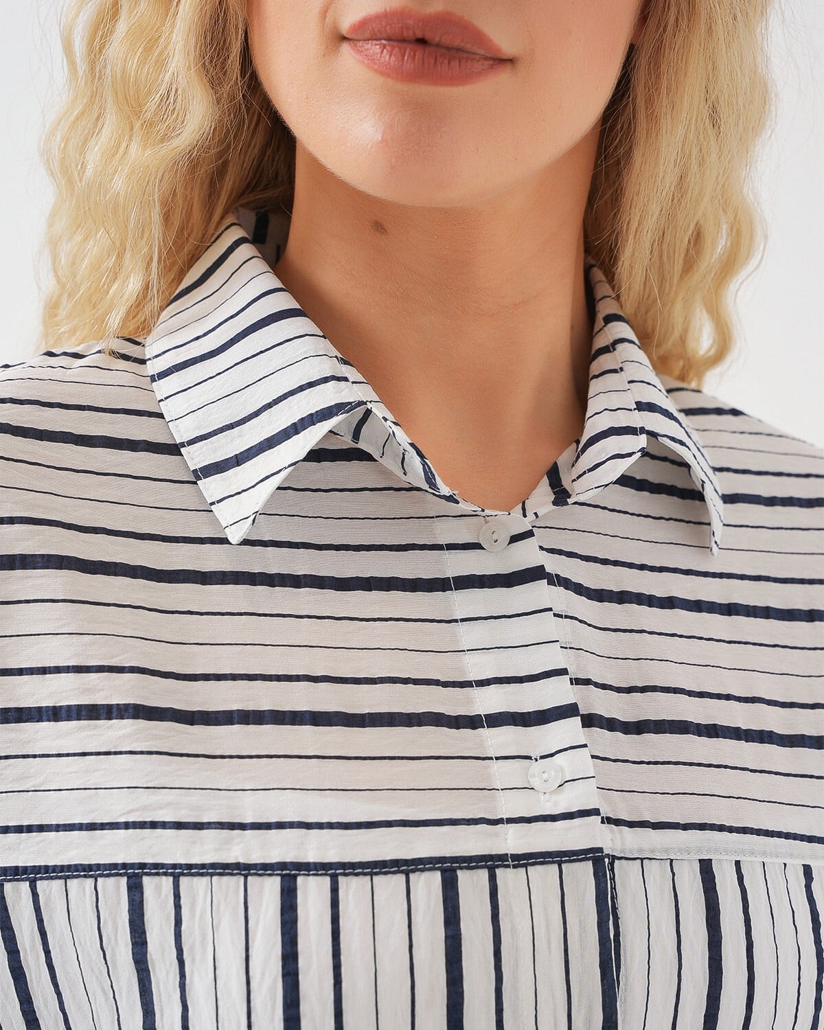 Women's Striped Short Sleeve Shirt - Navy - Bigdart - by Peralane - photo 6