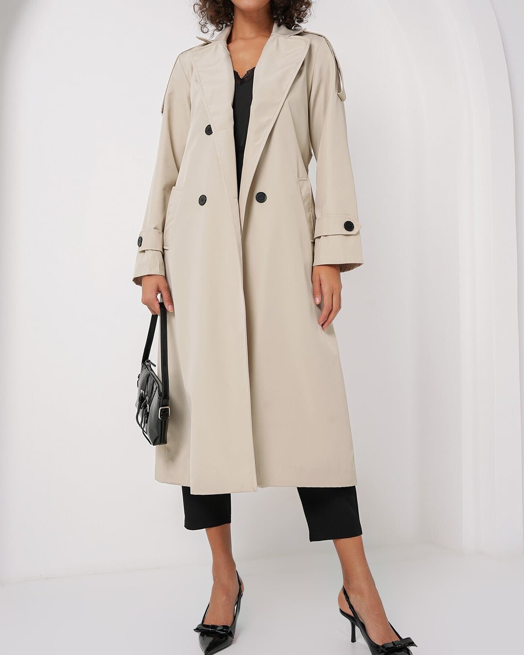 Double-Breasted Long Trench Coat in Light Beige - Bigdart - by Peralane - photo 7
