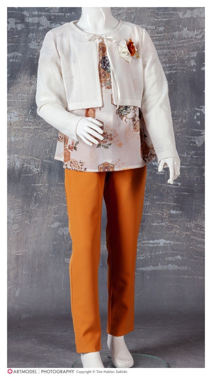 Girls' 3-Piece Cardigan, Blouse and Trousers Set 9-12Y - Tivido - by Peralane