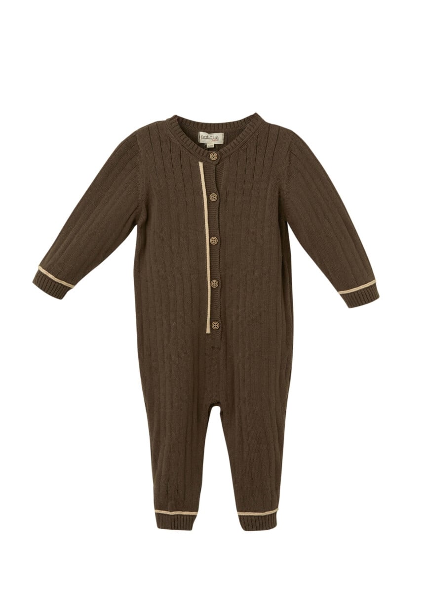 Organic Cotton Baby Romper with Beige Trim (3-18M) - Uludag Triko - by Peralane