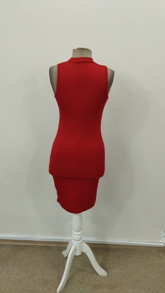 Women's Sleeveless Ribbed Knit Mock Neck Bodycon Dress - Janes - by Peralane - photo 6