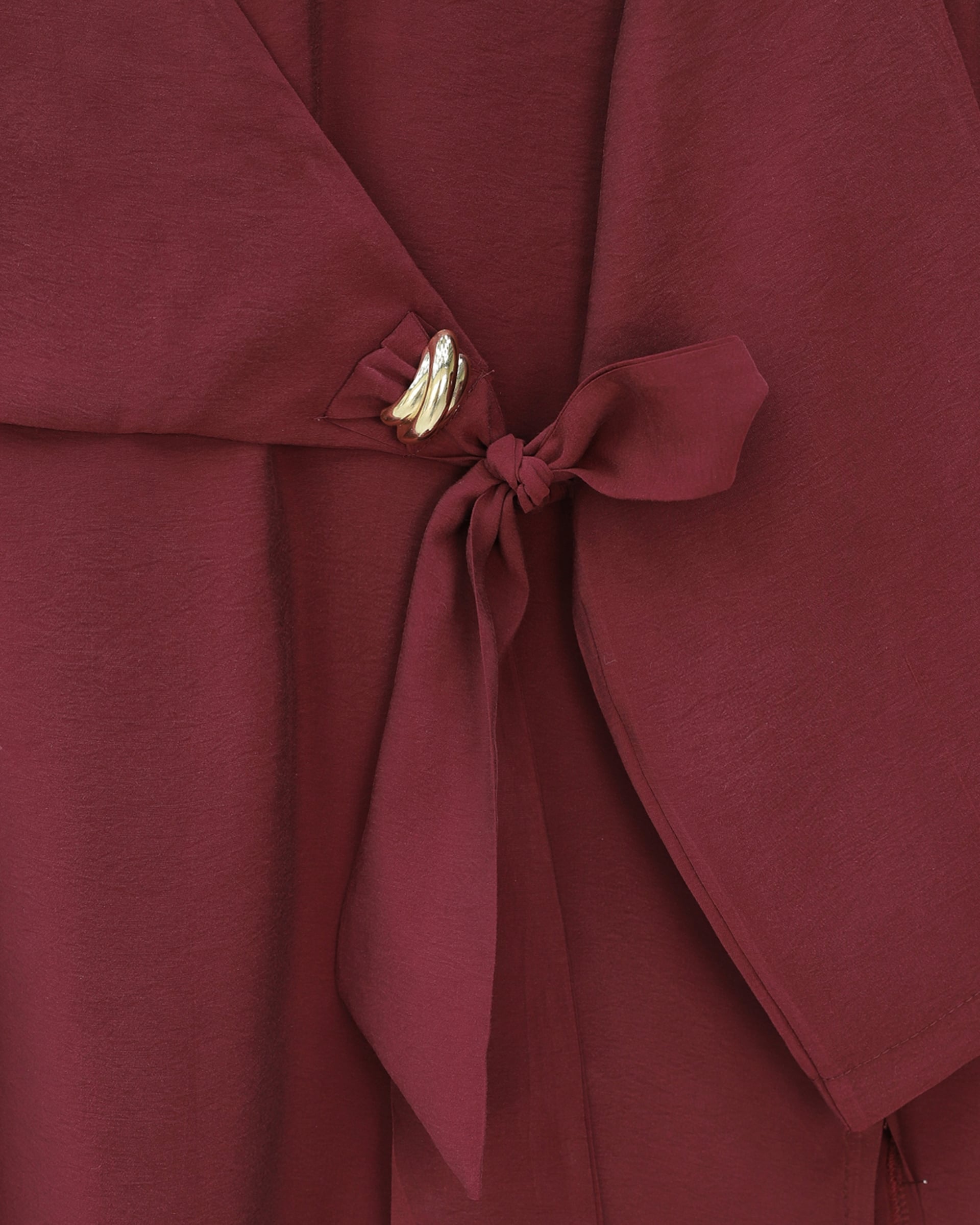 Burgundy Wrap-Front Tunic and Wide-Leg Trouser Set - Podyumplus - by Peralane - photo 5