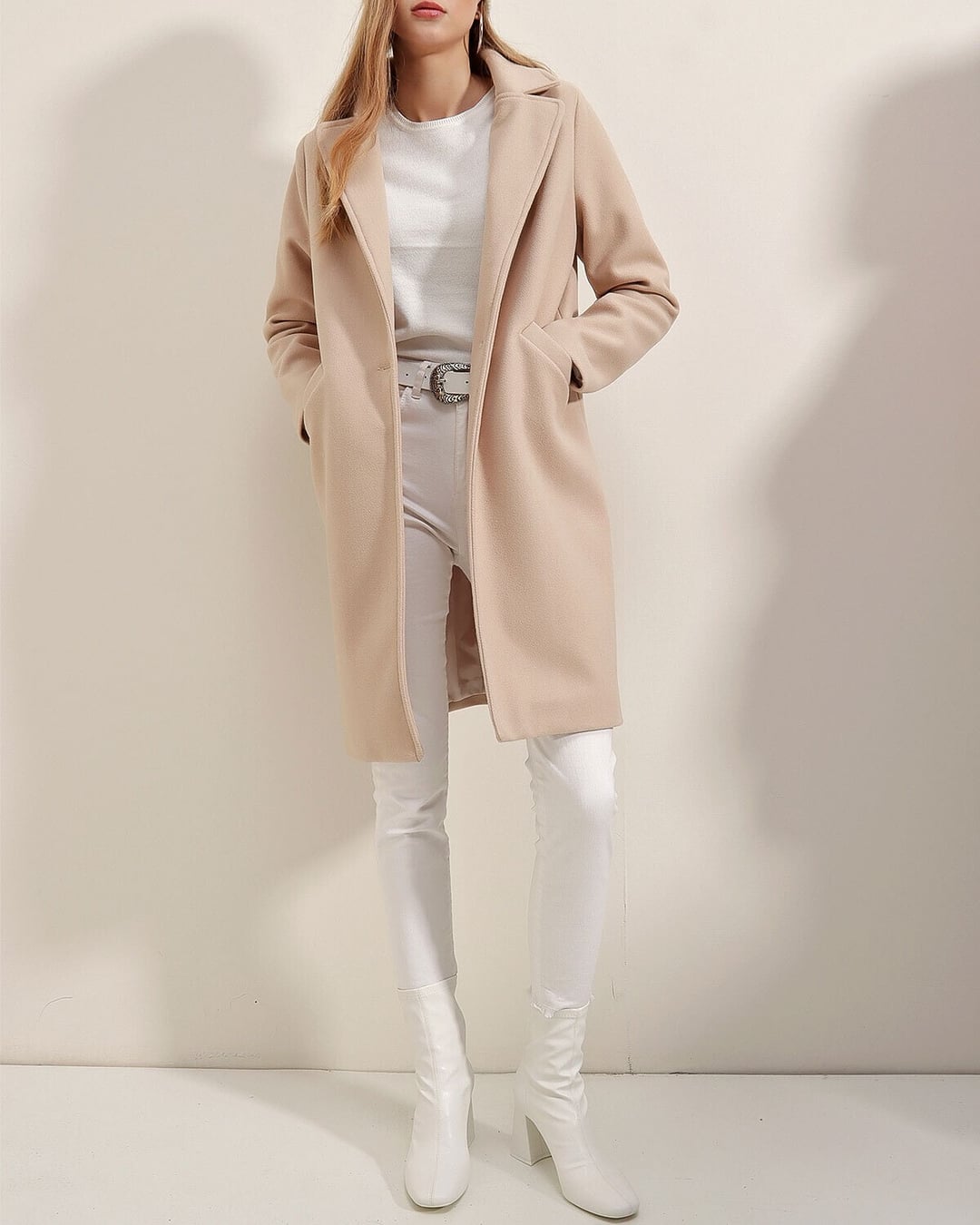 Beige Modest Set with Long Coat and Dress - Bigdart - by Peralane - photo 3