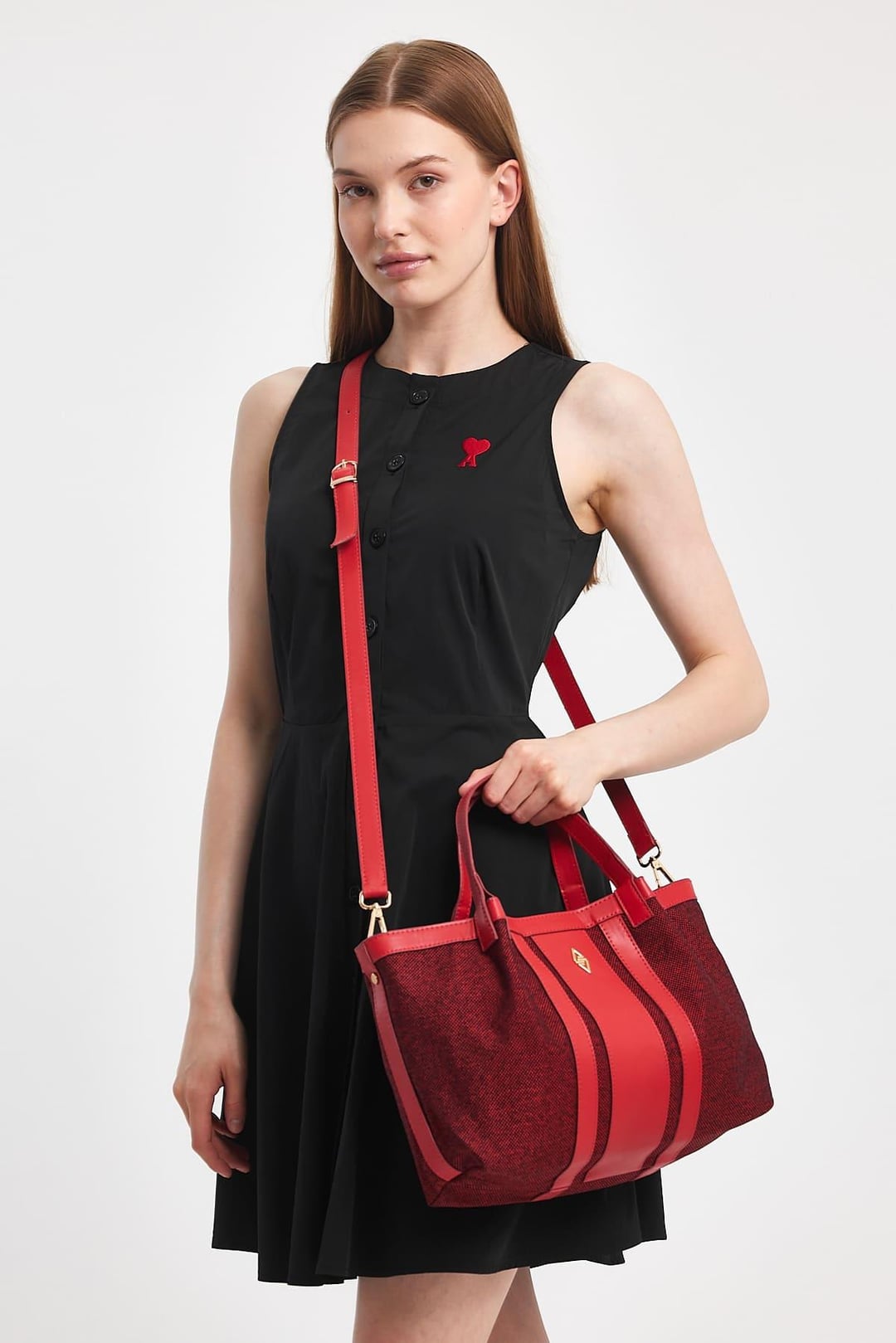Havana Red Fabric Detail Women's Shoulder Bag 6230 - Aron Atelier - by Peralane - photo 10
