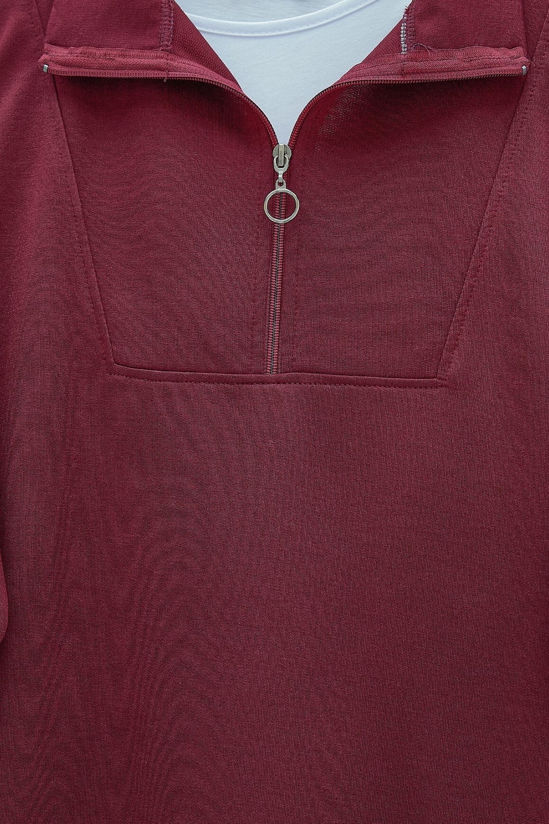 Half-Zip Collared Knit Set in Burgundy - Podyumplus - by Peralane - photo 4