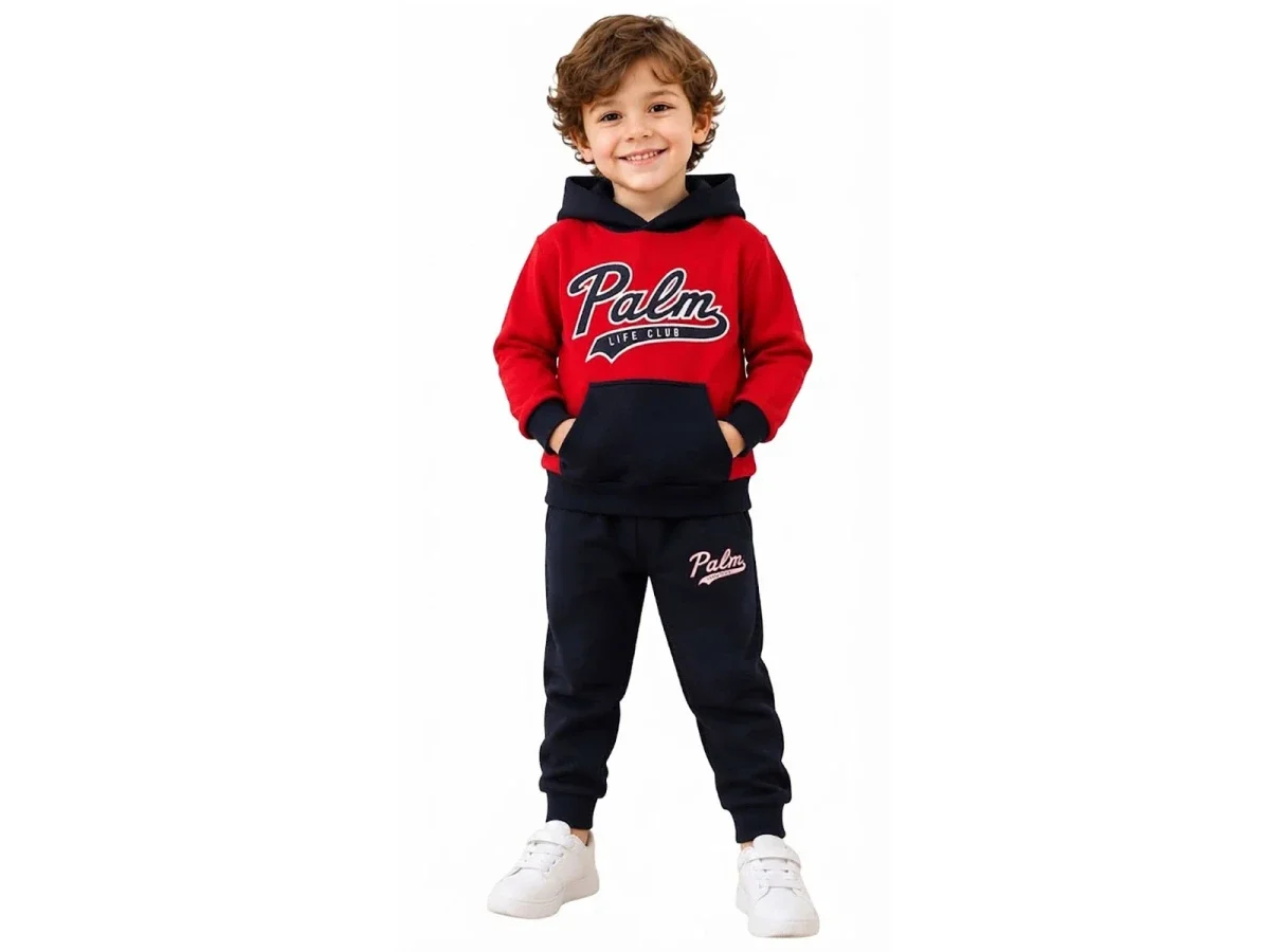 Palm Print Kangaroo Pocket Boys' Tracksuit Set - Palm Life - by Peralane