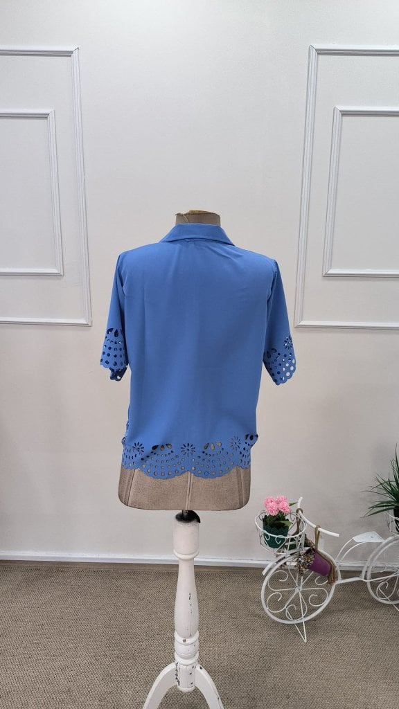 Women's Short Sleeve Collared Button-Front Dubai Shirt Blouse - Janes - by Peralane - photo 7