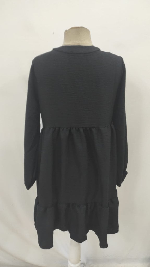 Women's Long-Sleeved Tie-Front Ruffled Linen Mini Dress - Janes - by Peralane - photo 7