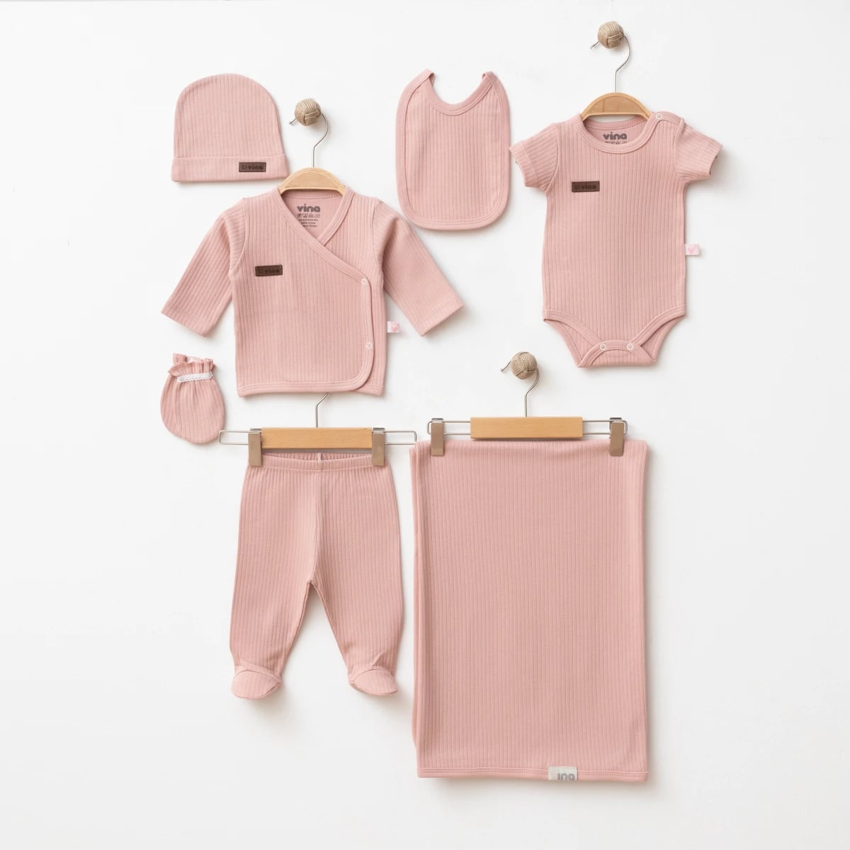 Newborn 7-Piece Baby Set in Pale Pink - 3600 - Gumus Baby - by Peralane