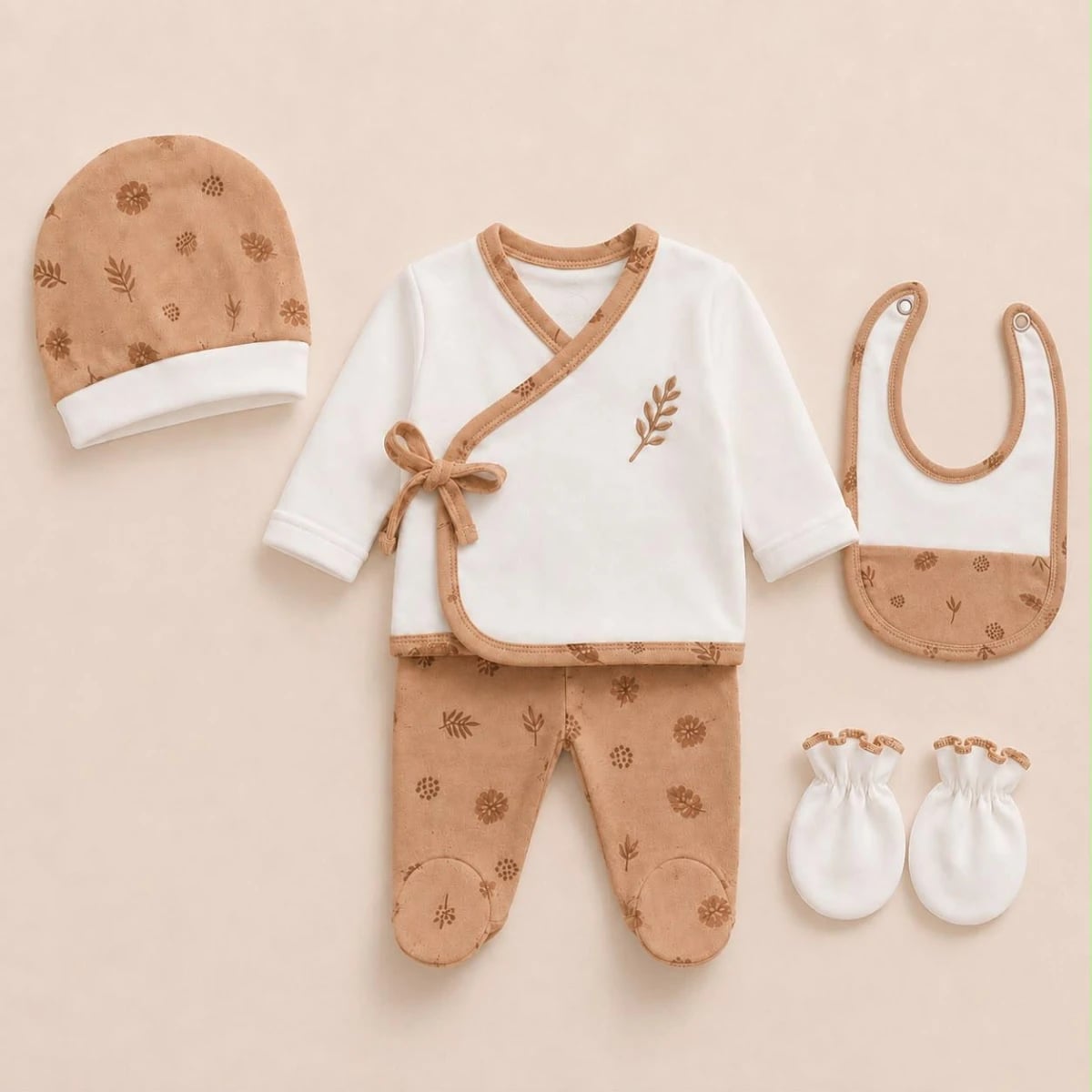 Baby 5-Piece Mocha Layette Set - Safera - by Peralane