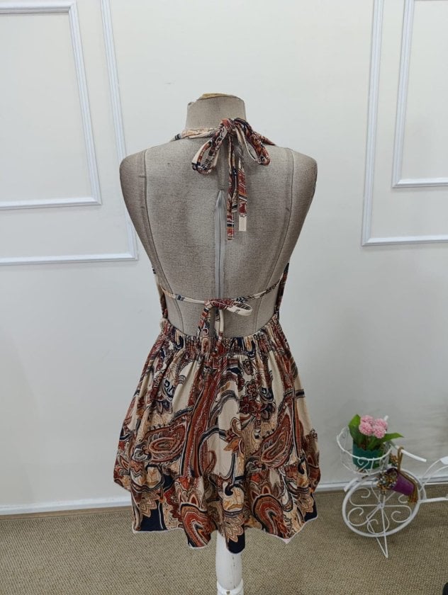 Women's Sleeveless Halter Neck Paisley Print Short Dress - Janes - by Peralane - photo 7