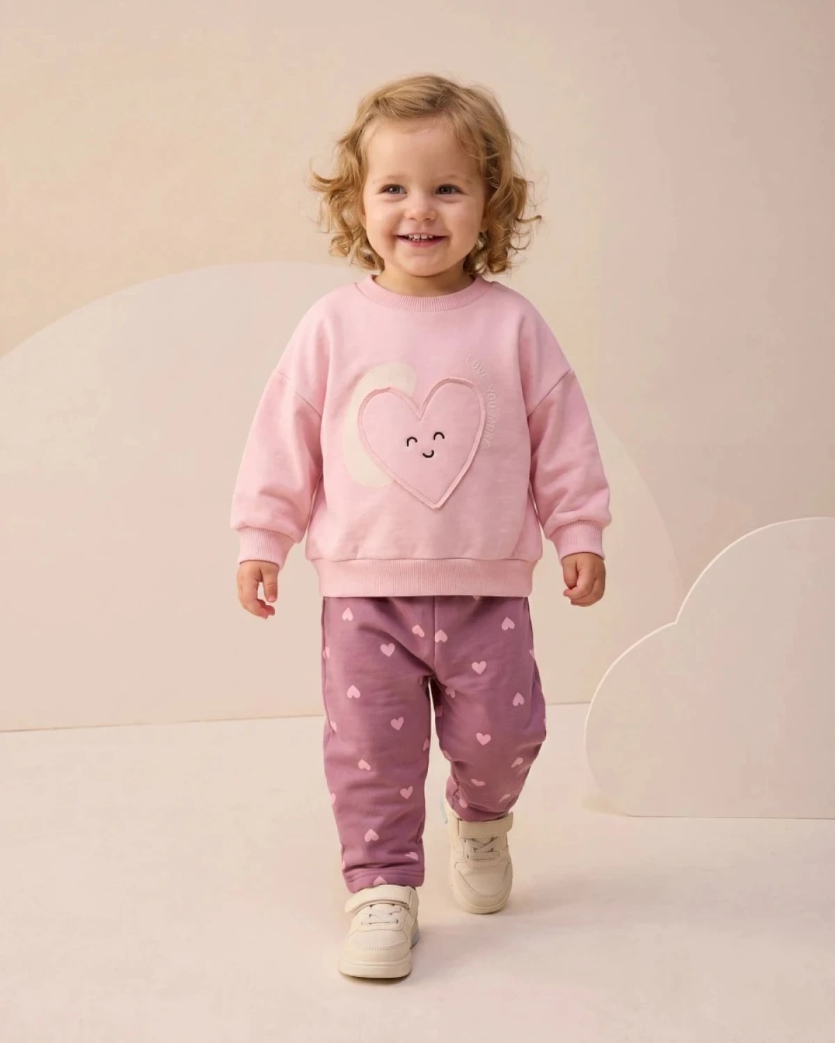 Girls' Two-Piece Sweatshirt and Pants Set - Dusty Pink - Interkidsy - by Peralane
