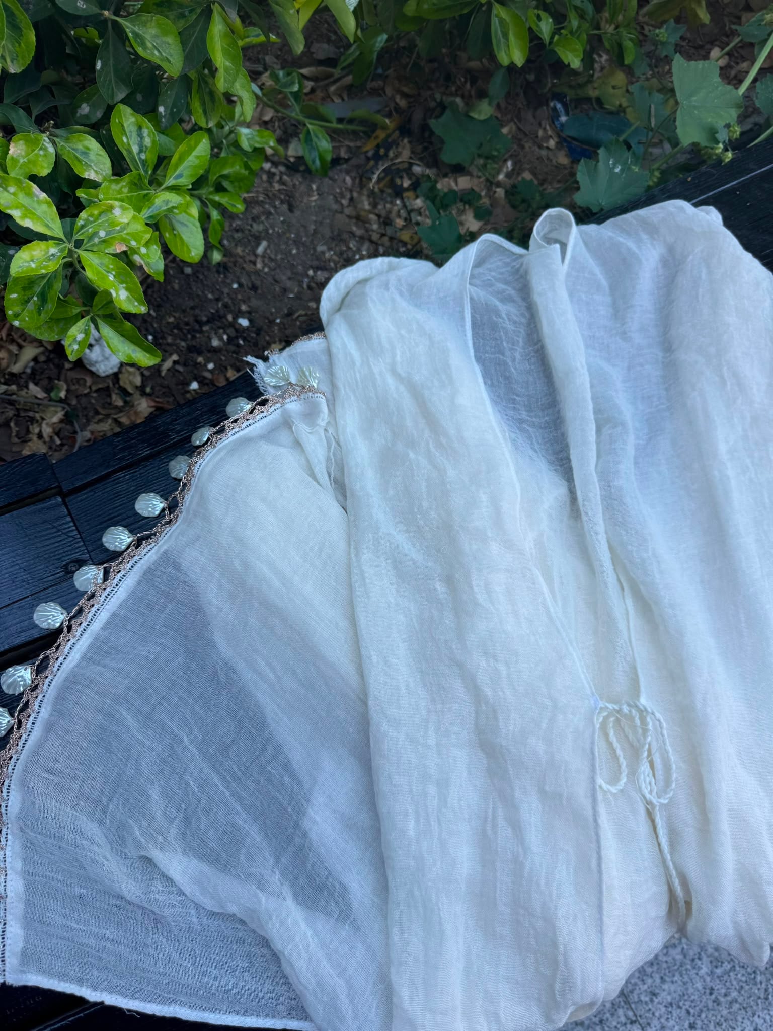 White Crinkled Pareo with Shell and Bead Trim - 90x180 cm, 4-Pack - Nesvay - by Peralane - photo 3