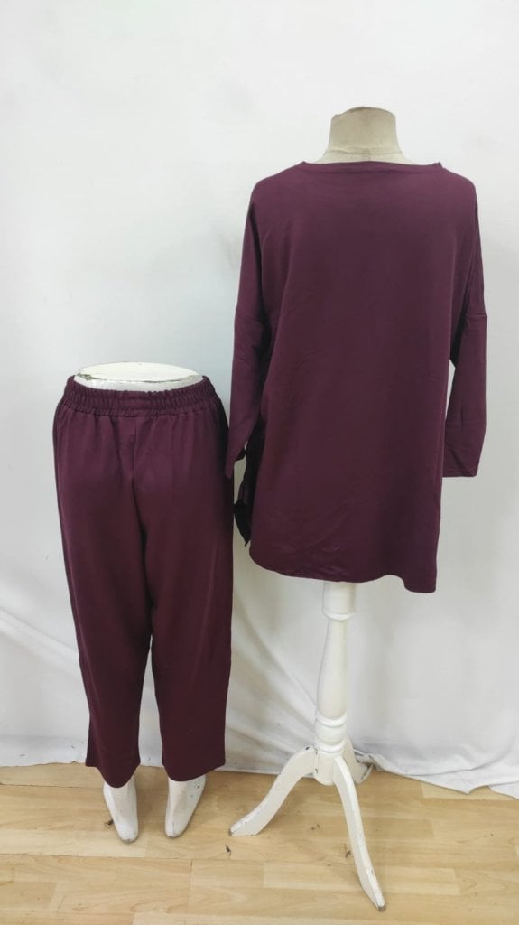 Women's Long-Sleeve Patch Detail Two-Piece Lounge Set in Plum - Janes - by Peralane - photo 5