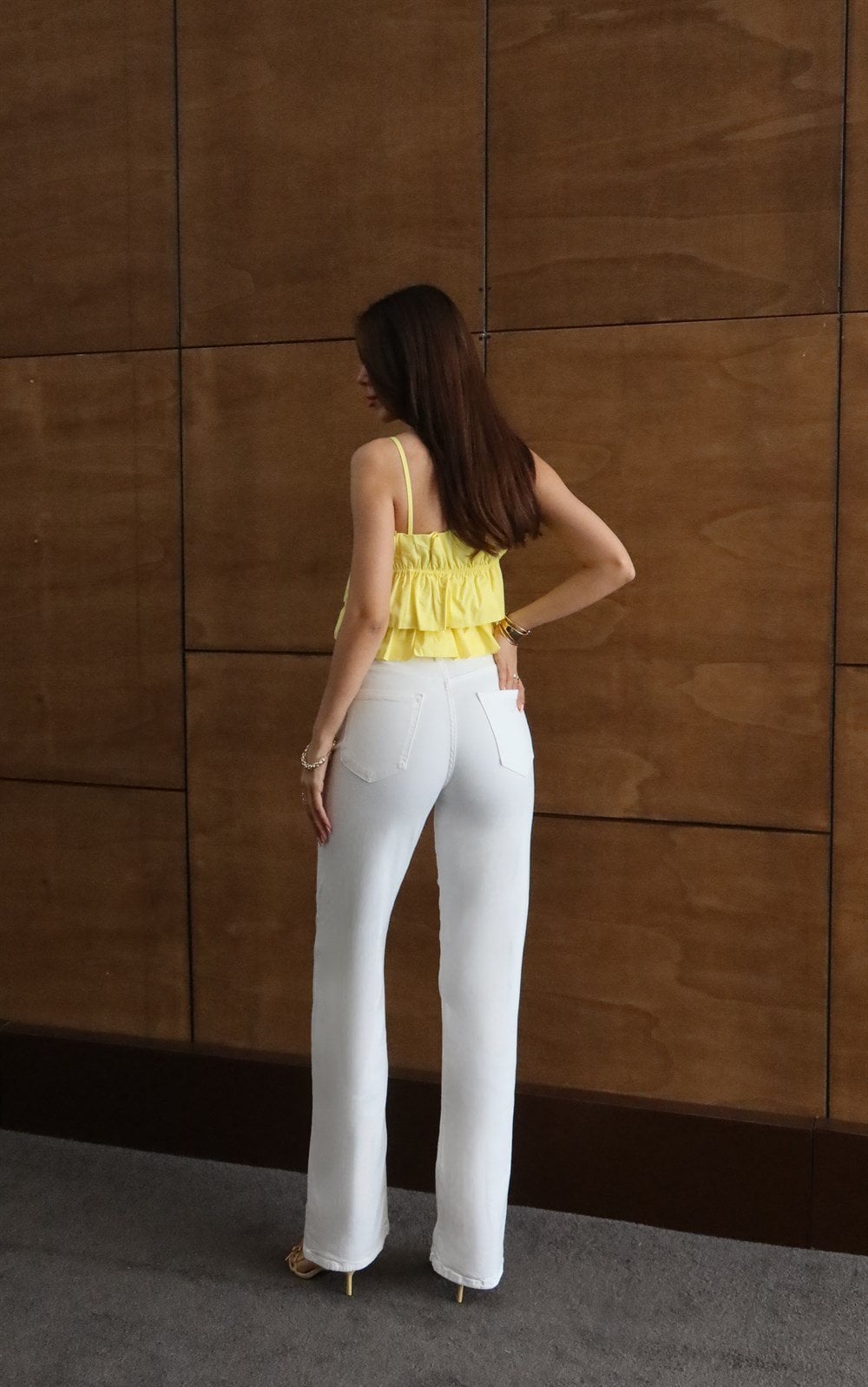 White High-Waist Crop Top and Wide-Leg Trouser Set - Lacarino Jeans - by Peralane - photo 6