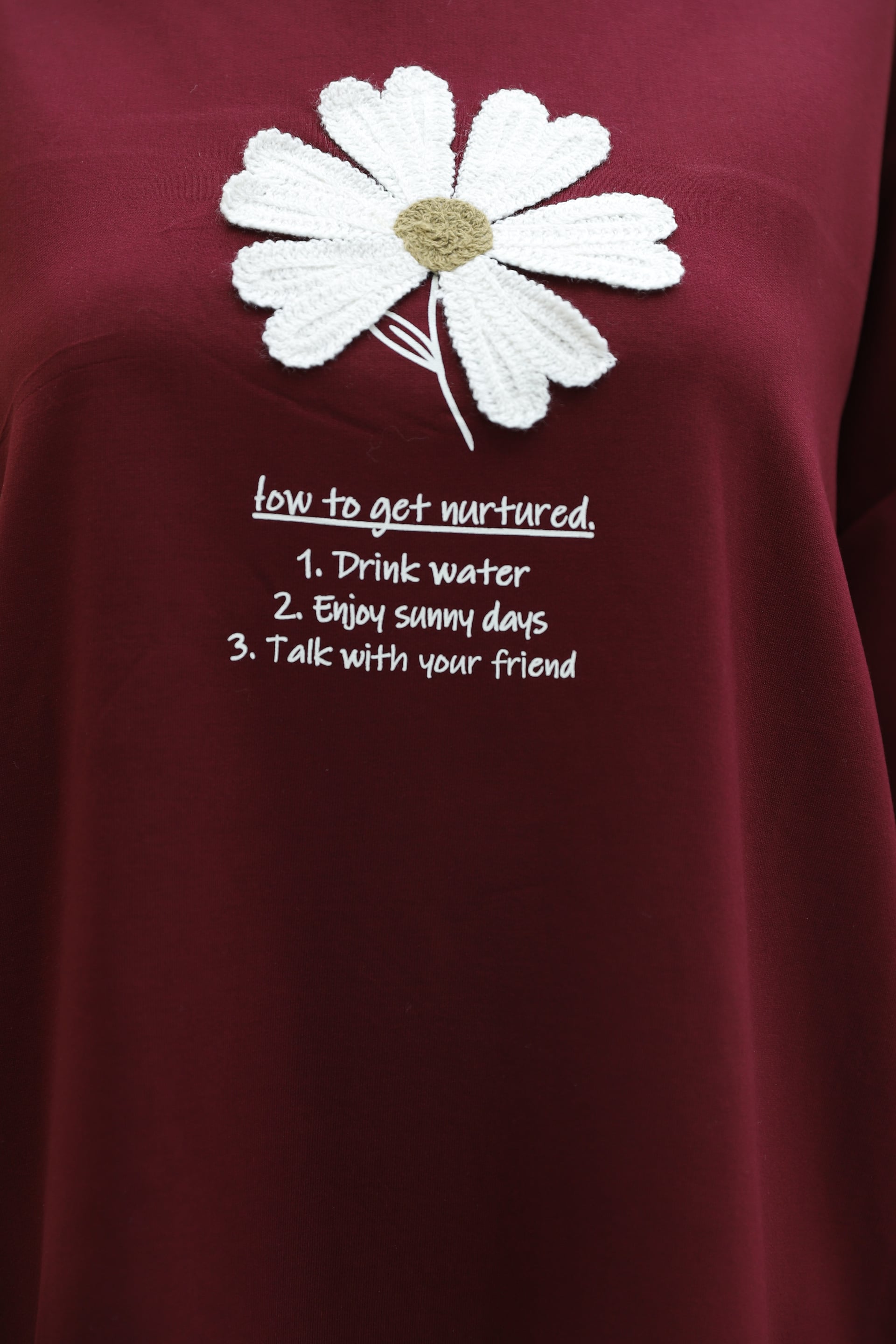 Maroon Bicycle Neck Jersey Tunic with Floral Embroidery - Podyumplus - by Peralane - photo 5